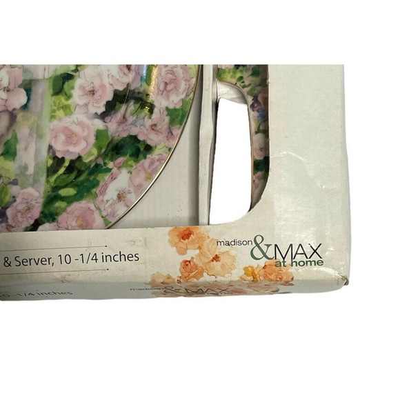 Madison & Max at Home Pink Roses & Birdhouse Porcelain Cake Plate & Server - Picture 2 of 8